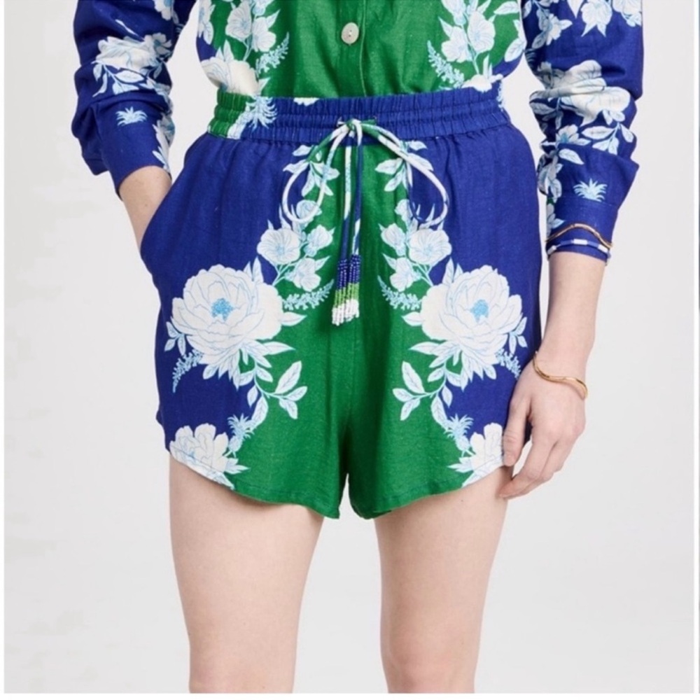 FARM Rio Floral Print Linen Blend Soft Garden Shorts Small